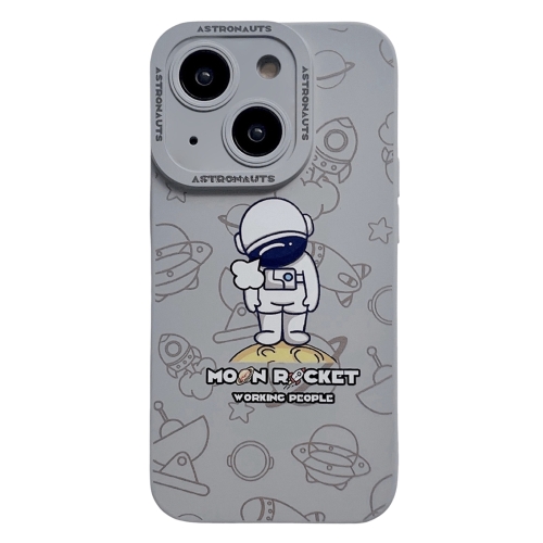 

For iPhone 15 Plus Liquid Silicone Astronaut Pattern Phone Case(Grey)