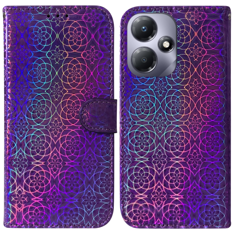 

For Infinix Hot 30 Play Colorful Magnetic Buckle Leather Phone Case(Purple)