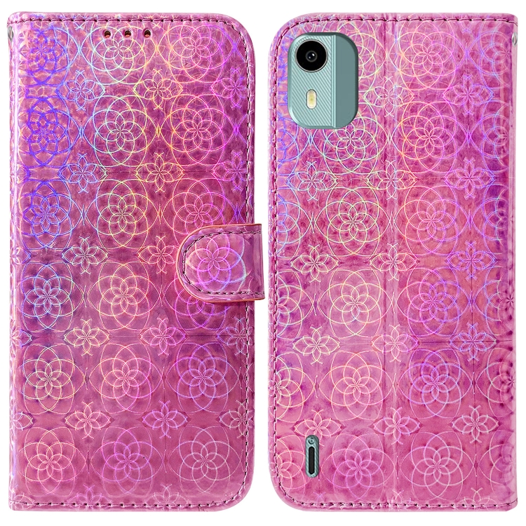 

For Nokia C12 Colorful Magnetic Buckle Leather Phone Case(Pink)