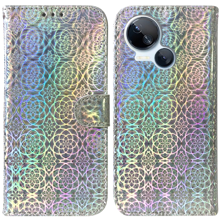 

For Tecno Spark 10 5G Colorful Magnetic Buckle Leather Phone Case(Silver)