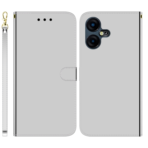 

For Tecno Pova Neo 3 Imitated Mirror Surface Leather Phone Case(Silver)