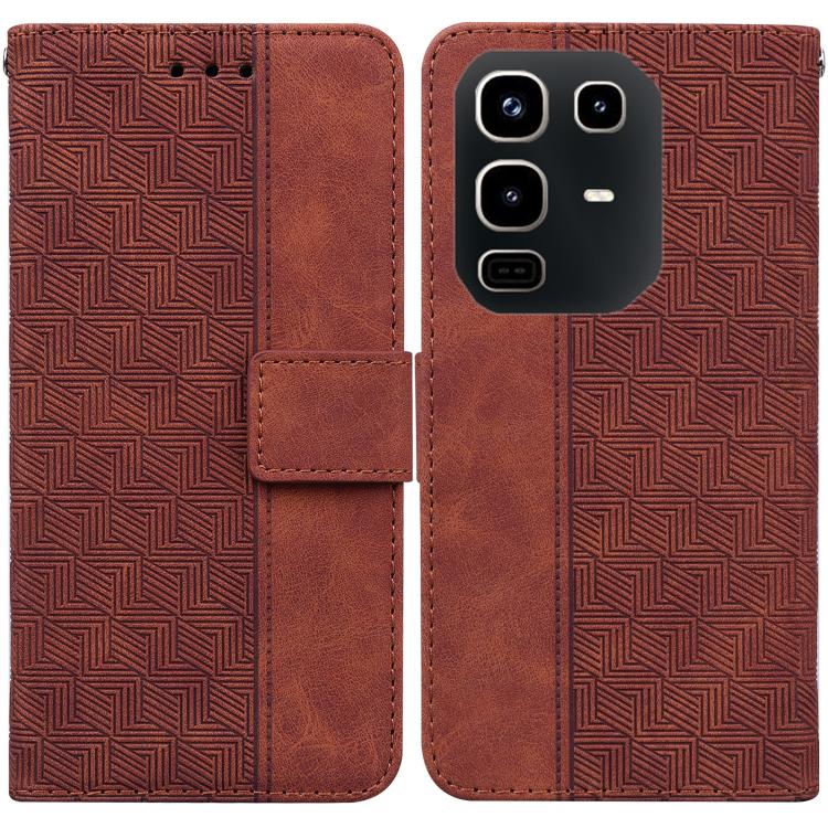 

For Infinix Note 50 4G / Note 50 Pro 4G Geometric Embossed Leather Phone Case(Brown)