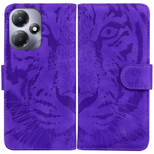 

For Infinix Hot 30 Play Tiger Embossing Pattern Flip Leather Phone Case(Purple)