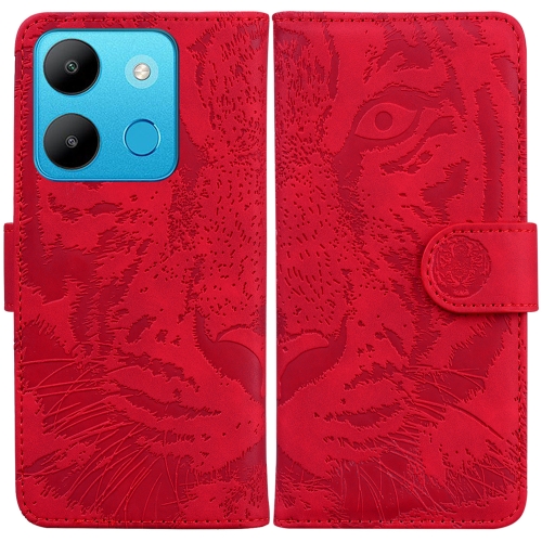 

For Infinix Smart 7 African Tiger Embossing Pattern Flip Leather Phone Case(Red)