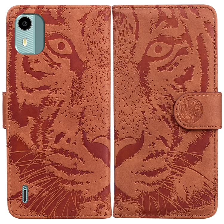 

For Nokia C12 Tiger Embossing Pattern Flip Leather Phone Case(Brown)