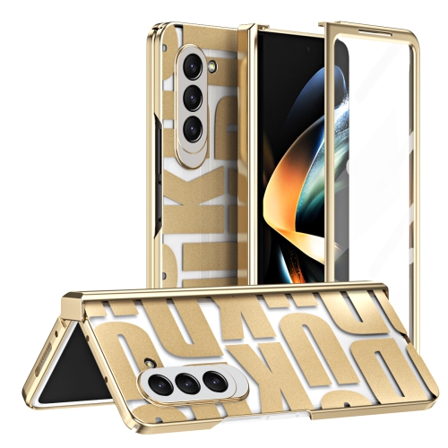 

For Samsung Galaxy Z Fold5 Integrated Electroplating Folding Phone Case with Hinge(Tyrant Gold)