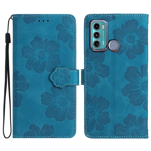 

For Motorola Moto G60 / G40 Fusion Flower Embossing Pattern Leather Phone Case(Blue)