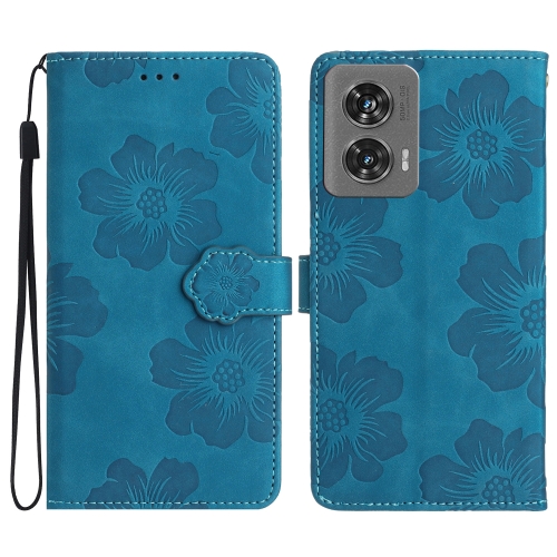 

For Motorola Edge 50 Fusion Flower Embossing Pattern Leather Phone Case(Blue)