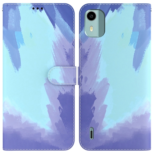 

For Nokia C12 Watercolor Pattern Flip Leather Phone Case(Winter Snow)