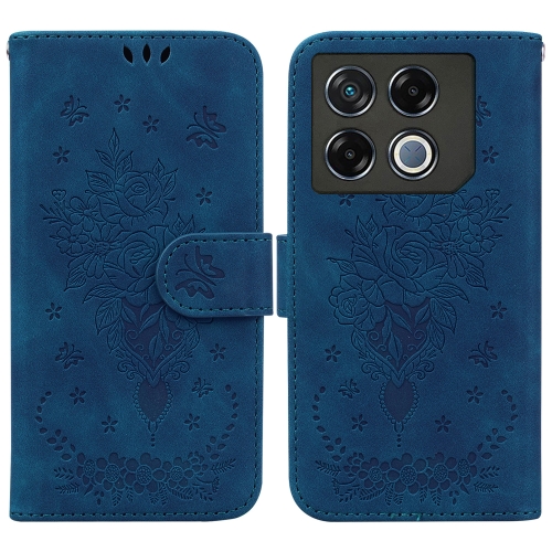 

For Infinix GT 20 Pro Butterfly Rose Embossed Leather Phone Case(Blue)