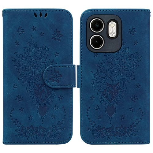 

For Infinix Hot 50i / Smart 9 Butterfly Rose Embossed Leather Phone Case(Blue)