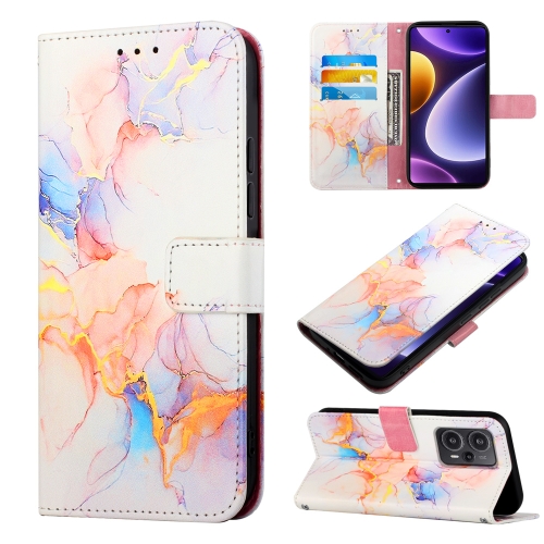 

For Xiaomi Poco F5 5G/Redmi Note 12 Turbo PT003 Marble Pattern Flip Leather Phone Case(Galaxy Marble White LS004)