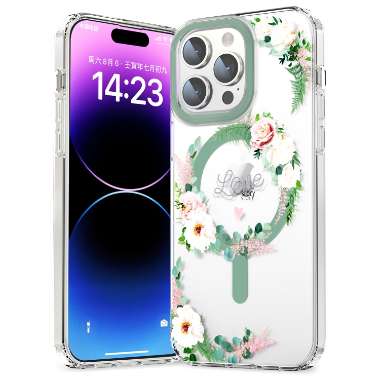 

For iPhone 11 MagSafe Magnetic TPU Phone Case(White Pink Rose)