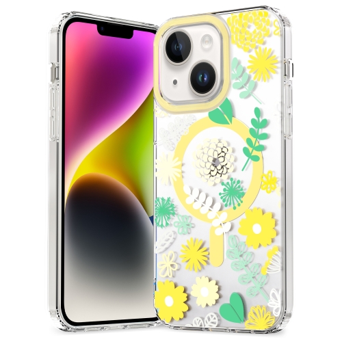 

For iPhone 15 Plus MagSafe Magnetic TPU Phone Case(Yellow Chrysanthemum)