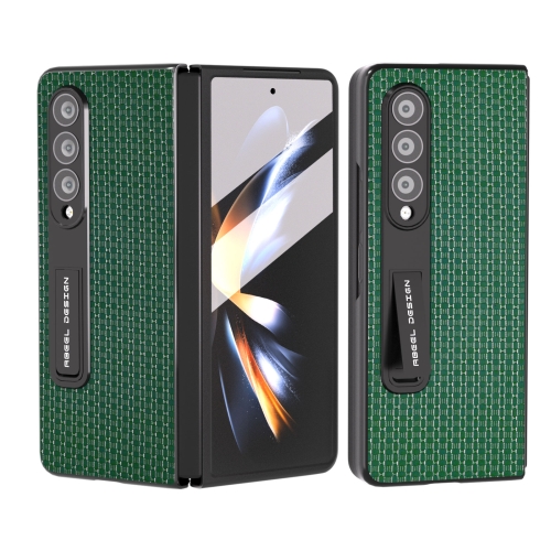 

For Samsung Galaxy Z Fold4 5G Integrated Genuine Leather Luxury Series Phone Case with Holder(Night Green)