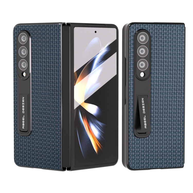 

For Samsung Galaxy Z Fold4 5G Integrated Genuine Leather Luxury Series Phone Case with Holder(Royal Blue)