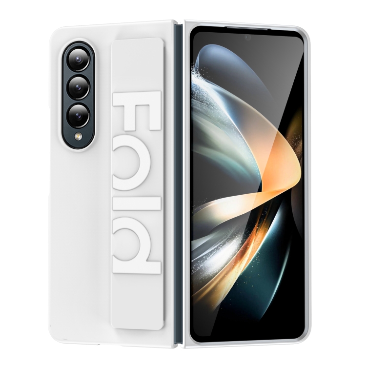 

For Samsung Galaxy Z Fold4 Silicone Wristband Holder Foldable Phone Case(White)
