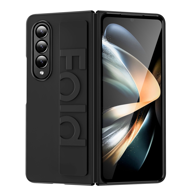 

For Samsung Galaxy Z Fold4 Silicone Wristband Holder Foldable Phone Case(Black)