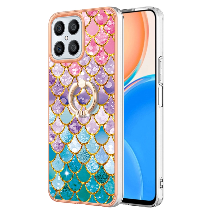 

For Honor X8 4G Electroplating IMD TPU Phone Case with Ring(Colorful Scales)