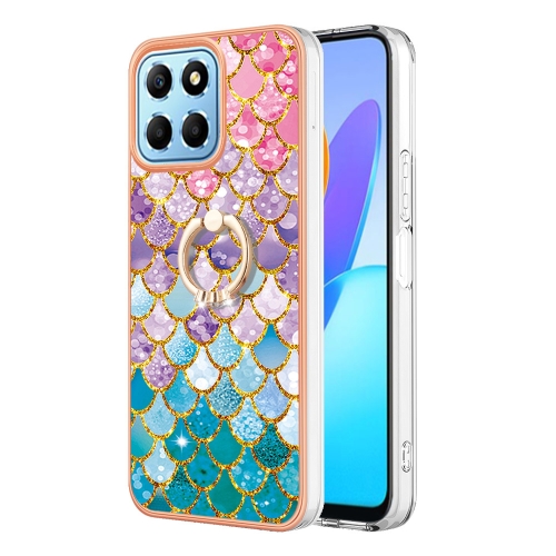 

For Honor X8 5G / X6 4G Electroplating IMD TPU Phone Case with Ring(Colorful Scales)