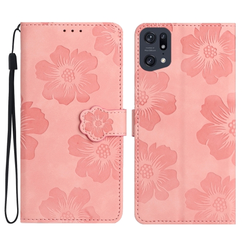 

For OPPO Reno8 Pro 5G Flower Embossing Pattern Leather Phone Case(Pink)