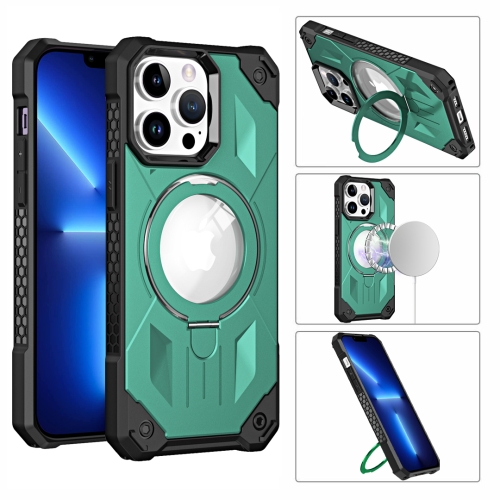 

For iPhone 14 Pro MagSafe Magnetic Holder Phone Case(Green)