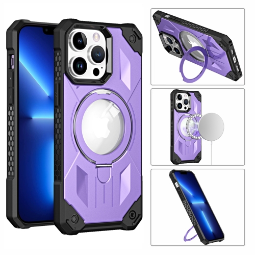 

For iPhone 14 MagSafe Magnetic Holder Phone Case(Dark Purple)