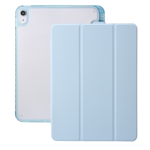 

For iPad 10th Gen 10.9 2022 Clear Acrylic 3-Fold Leather Tablet Case(Ice Blue)