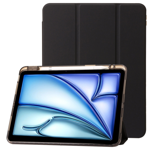 

For iPad Pro 11 2024 Clear Acrylic 3-Fold Leather Tablet Case(Black)