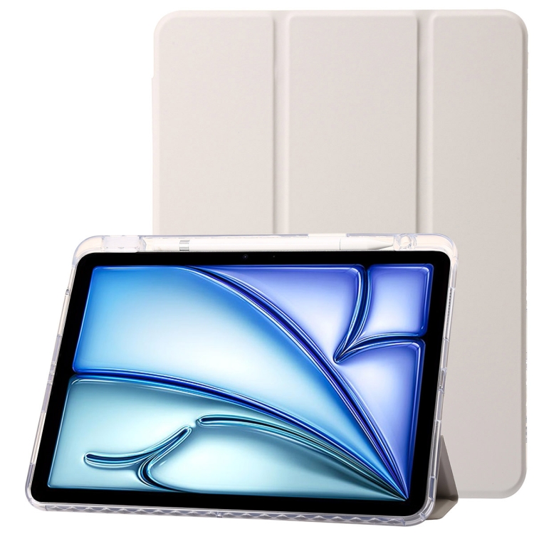 

For iPad Pro 11 2024 Clear Acrylic 3-Fold Leather Tablet Case(Grey)