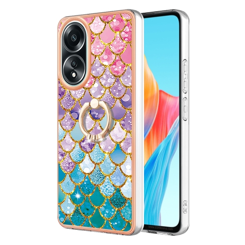 

For OPPO A58 4G Electroplating IMD TPU Phone Case with Ring(Colorful Scales)