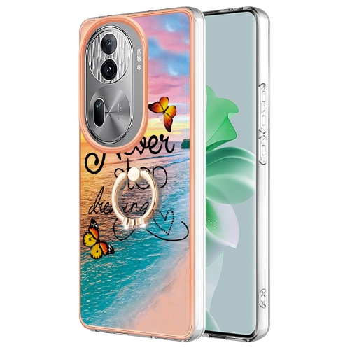 

For OPPO Reno11 Pro 5G Global Electroplating IMD TPU Phone Case with Ring(Dream Butterfly)