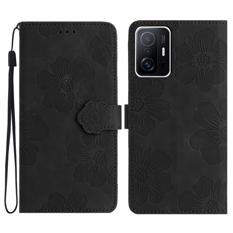 

For Xiaomi 11T / 11T Pro Flower Embossing Pattern Leather Phone Case(Black)