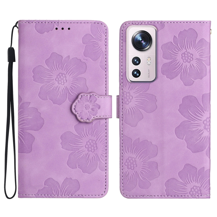 

For Xiaomi 12 Lite Flower Embossing Pattern Leather Phone Case(Purple)