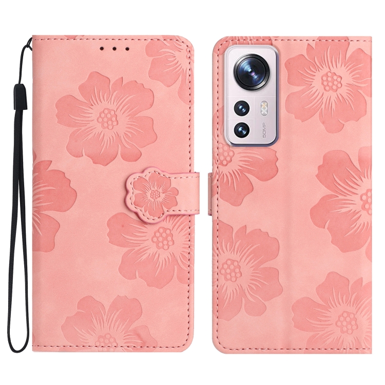 

For Xiaomi 12 Pro Flower Embossing Pattern Leather Phone Case(Pink)