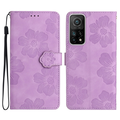 

For Xiaomi Mi 10T 5G / 10T Pro 5G Flower Embossing Pattern Leather Phone Case(Purple)