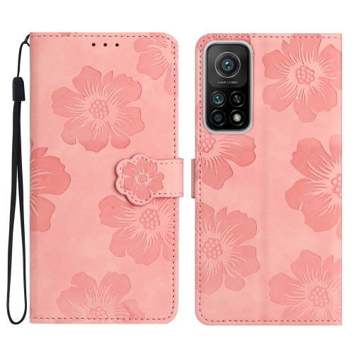 

For Xiaomi Mi 10T 5G / 10T Pro 5G Flower Embossing Pattern Leather Phone Case(Pink)