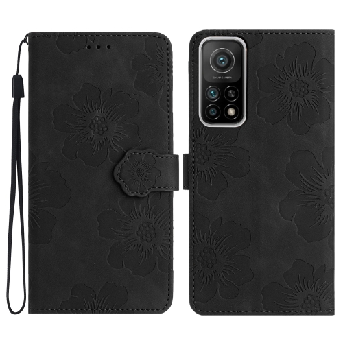 

For Xiaomi Mi 10T 5G / 10T Pro 5G Flower Embossing Pattern Leather Phone Case(Black)