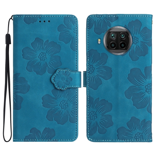 

For Xiaomi Mi 10T Lite 5G Flower Embossing Pattern Leather Phone Case(Blue)