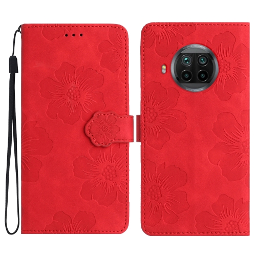 

For Xiaomi Mi 10T Lite 5G Flower Embossing Pattern Leather Phone Case(Red)