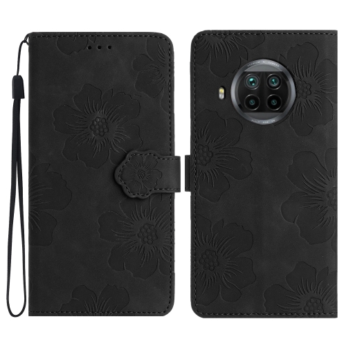 

For Xiaomi Mi 10T Lite 5G Flower Embossing Pattern Leather Phone Case(Black)