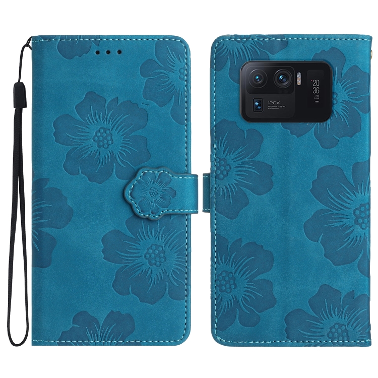 

For Xiaomi Mi 11 Ultra Flower Embossing Pattern Leather Phone Case(Blue)