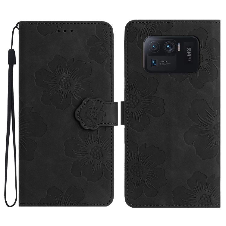 

For Xiaomi Mi 11 Ultra Flower Embossing Pattern Leather Phone Case(Black)
