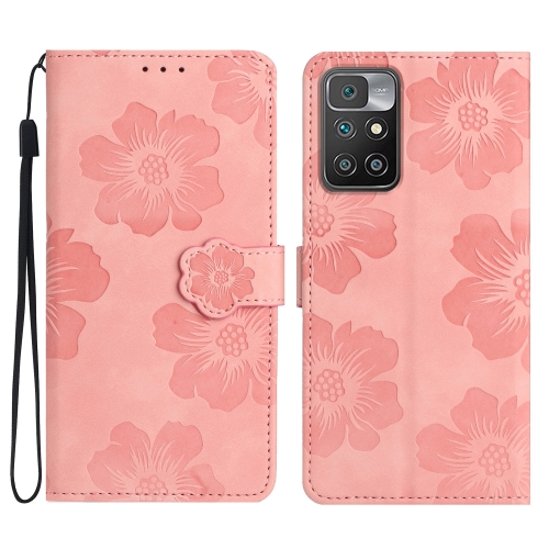 

For Xiaomi Redmi 10 2022 Flower Embossing Pattern Leather Phone Case(Pink)