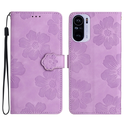 

For Xiaomi Redmi K40 / K40 Pro Flower Embossing Pattern Leather Phone Case(Purple)