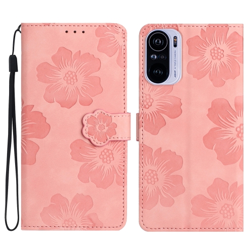 

For Xiaomi Redmi K40 / K40 Pro Flower Embossing Pattern Leather Phone Case(Pink)