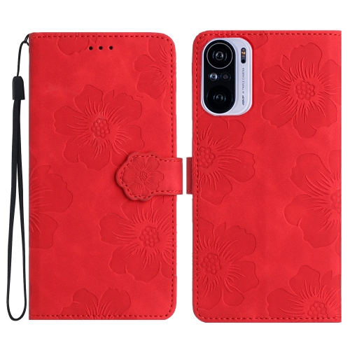 

For Xiaomi Redmi K40 / K40 Pro Flower Embossing Pattern Leather Phone Case(Red)