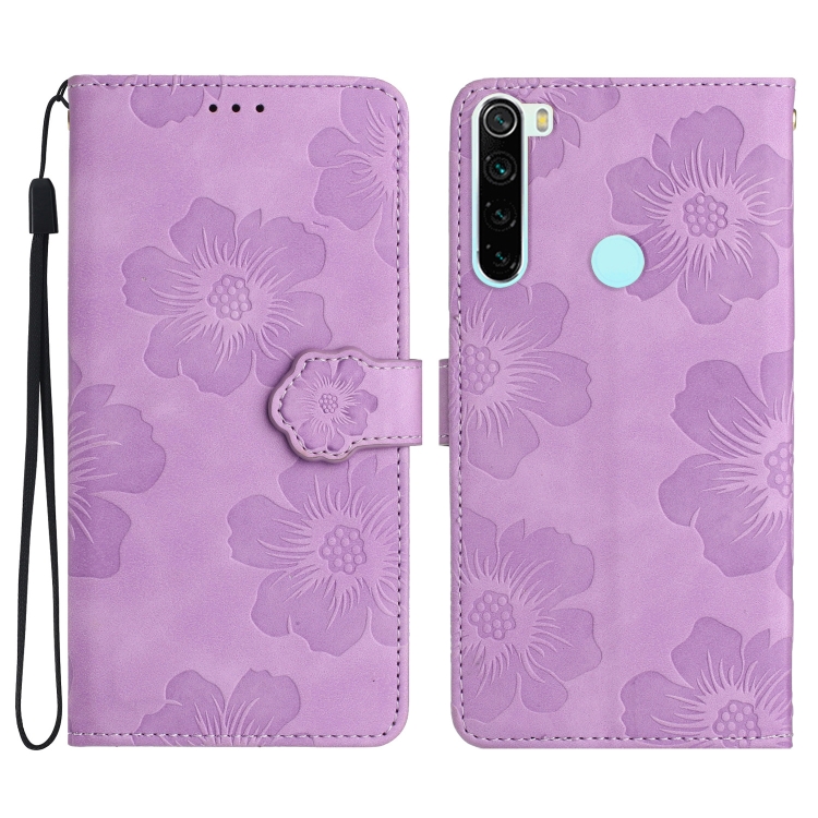 

For Xiaomi Redmi Note 8T Flower Embossing Pattern Leather Phone Case(Purple)