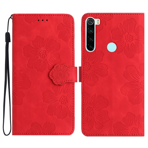 

For Xiaomi Redmi Note 8T Flower Embossing Pattern Leather Phone Case(Red)