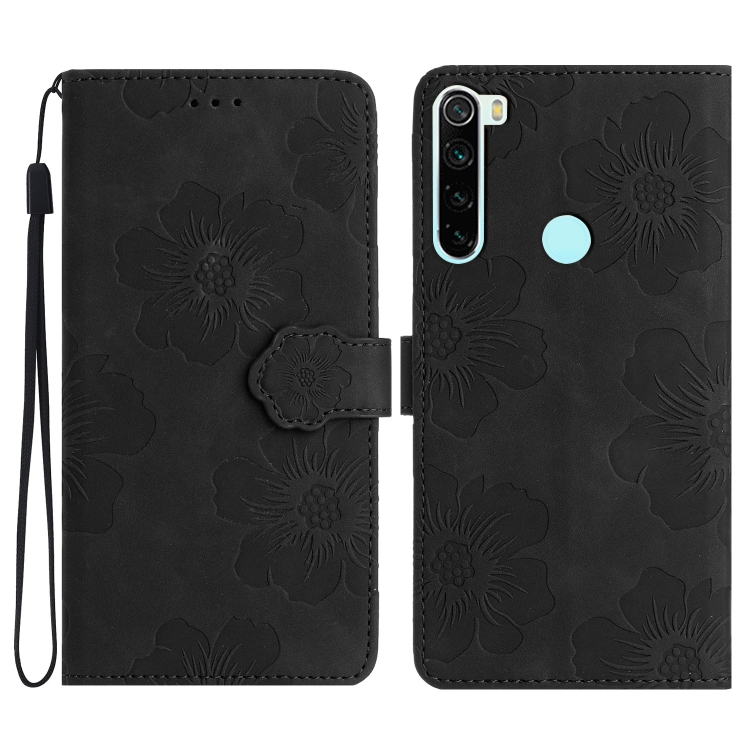 

For Xiaomi Redmi Note 8T Flower Embossing Pattern Leather Phone Case(Black)